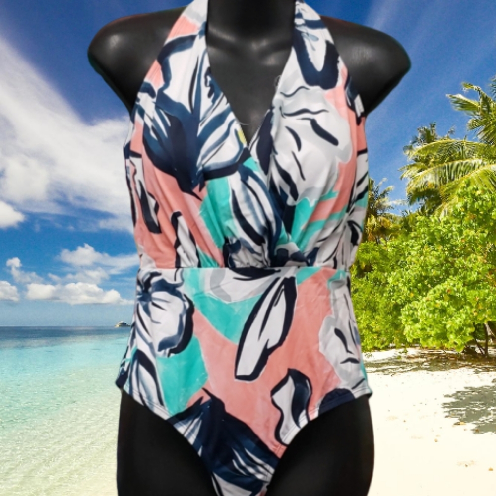 Coastal blue 1 piece swimsuit swim wear